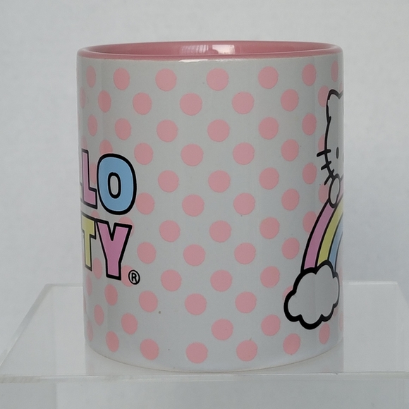 Hello Kitty Silver Buffalo Sanrio Rainbow Dots Sculpted Bow Handle Ceramic Mug - Picture 10 of 12